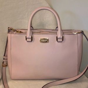 Michael Kors Pink Leather Satchel Gold Hardware